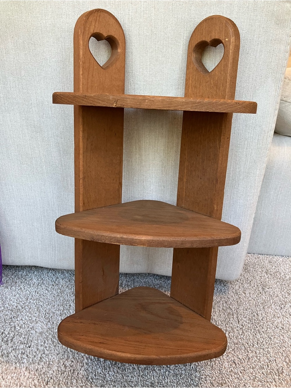 Heart Accent Corner Wall Shelf in Brown